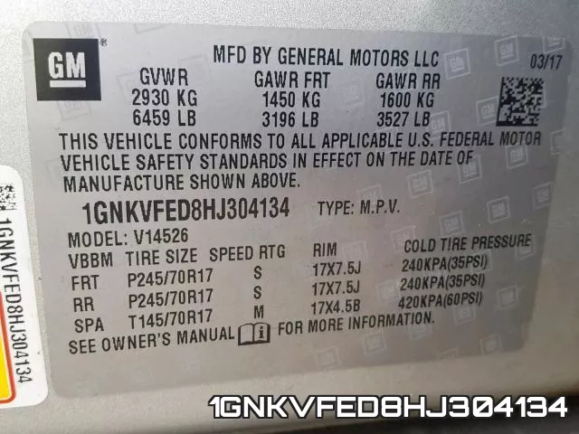 1GNKVFED8HJ304134 фото 2