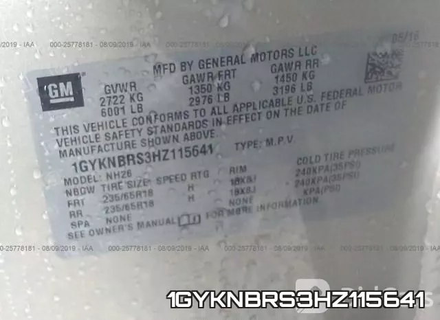 1GYKNBRS3HZ115641 фото 10