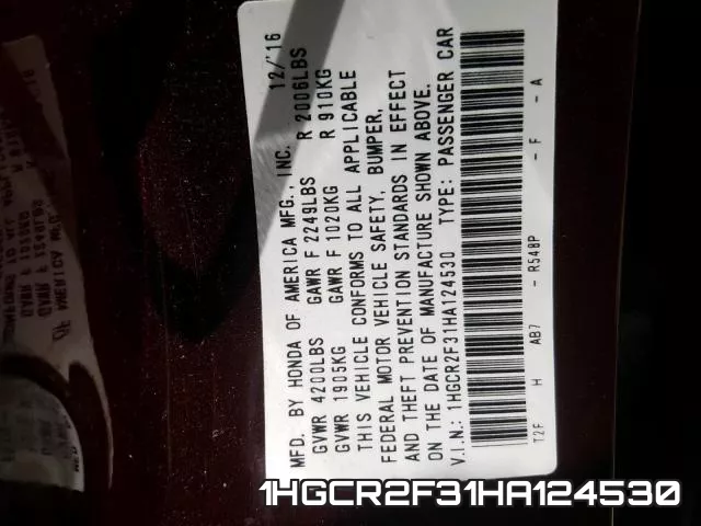 1HGCR2F31HA124530 фото 2