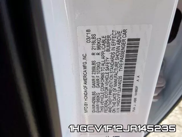 1HGCV1F12JA145235 фото 2