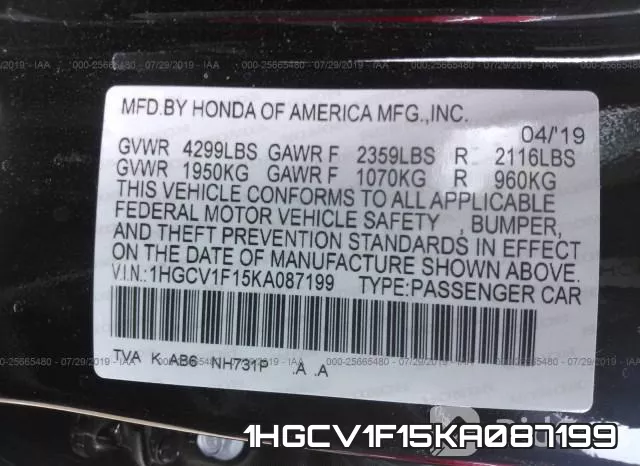 1HGCV1F15KA087199 фото 10