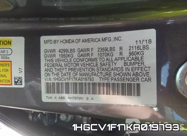 1HGCV1F17KA019793 фото 10