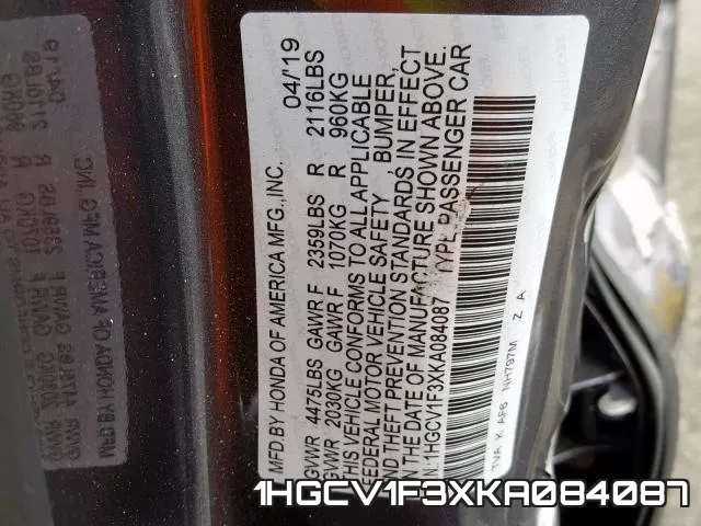 1HGCV1F3XKA084087 фото 2