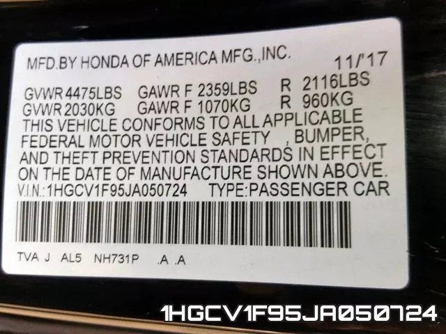 1HGCV1F95JA050724 фото 2
