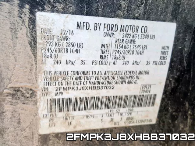 2FMPK3J8XHBB37032 фото 2