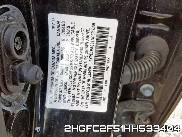 2HGFC2F51HH533404 фото 2