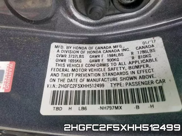 2HGFC2F5XHH512499 фото 2