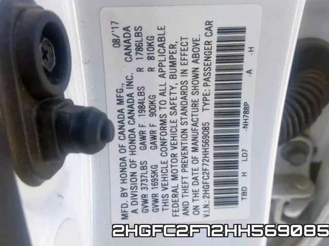 2HGFC2F72HH569085 фото 2