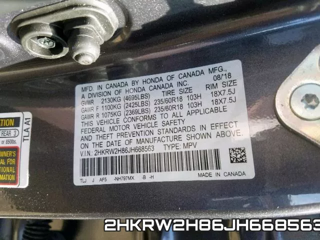 2HKRW2H86JH668563 фото 2
