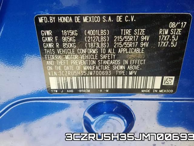3CZRU5H35JM700693 фото 2