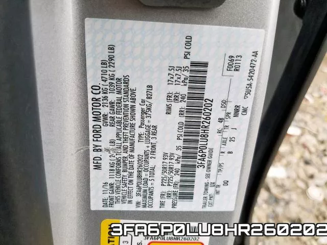 3FA6P0LU8HR260202 фото 2