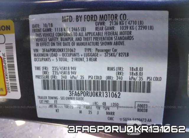 3FA6P0RU0KR131062 фото 10