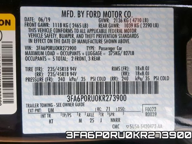 3FA6P0RU0KR273900 фото 2