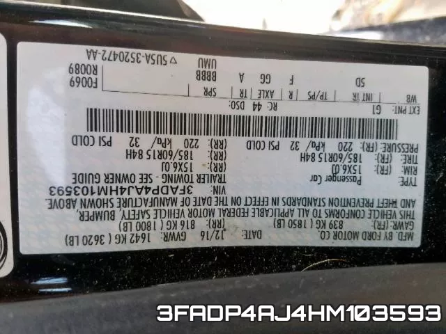 3FADP4AJ4HM103593 фото 2