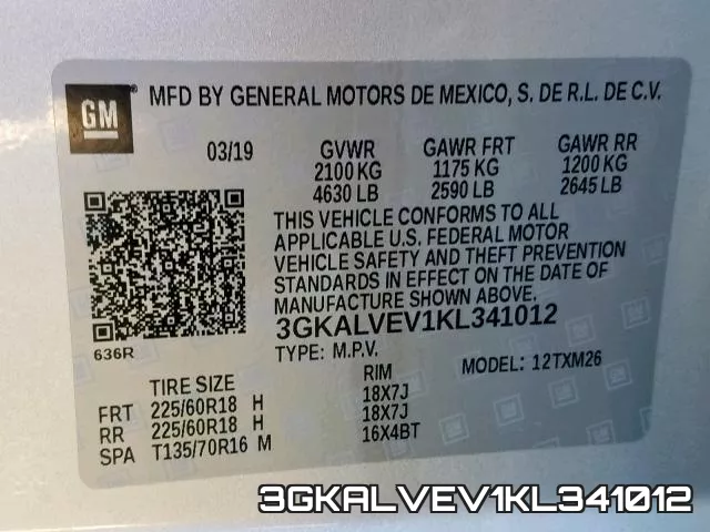 3GKALVEV1KL341012 фото 2