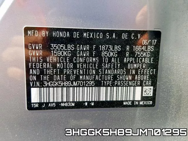 3HGGK5H89JM701295 фото 2