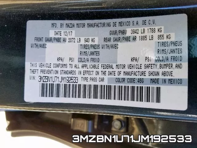 3MZBN1U71JM192533 фото 2