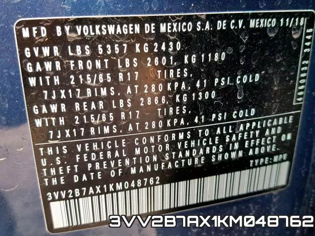 3VV2B7AX1KM048762 фото 2