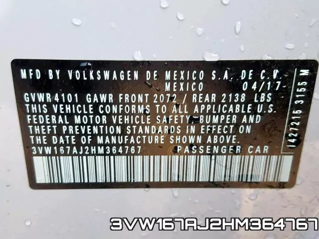 3VW167AJ2HM364767 фото 2