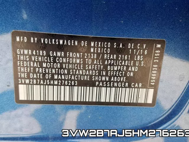 3VW2B7AJ5HM276263 фото 2