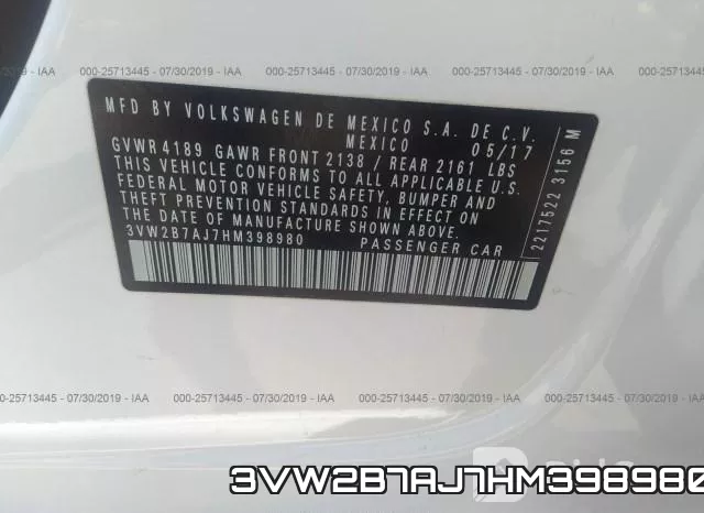 3VW2B7AJ7HM398980 фото 10