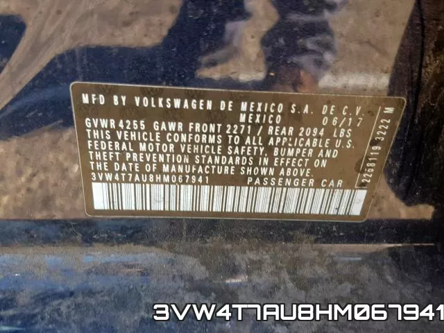 3VW4T7AU8HM067941 фото 2