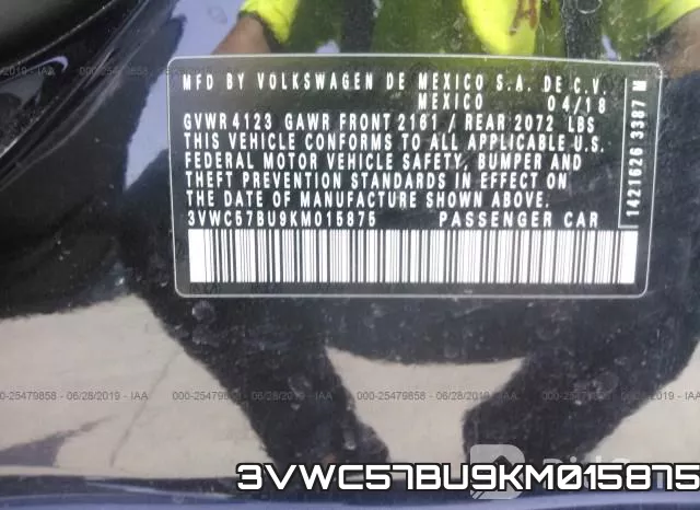 3VWC57BU9KM015875 фото 10