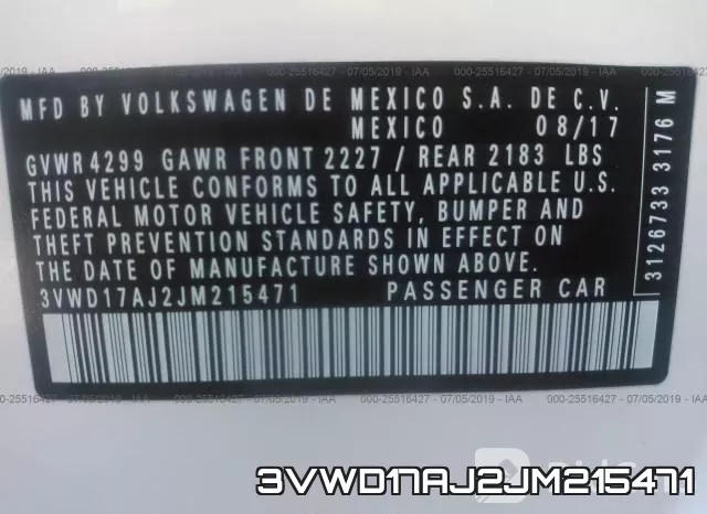3VWD17AJ2JM215471 фото 10
