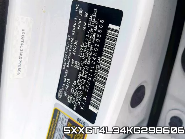 5XXGT4L34KG298606 фото 2