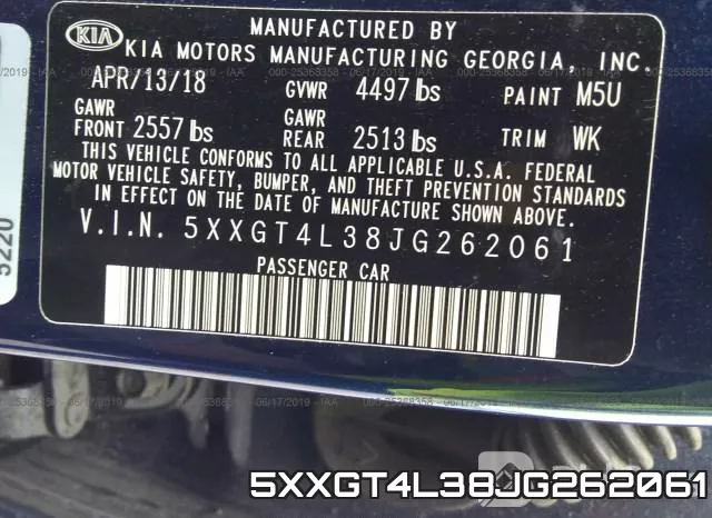 5XXGT4L38JG262061 фото 10