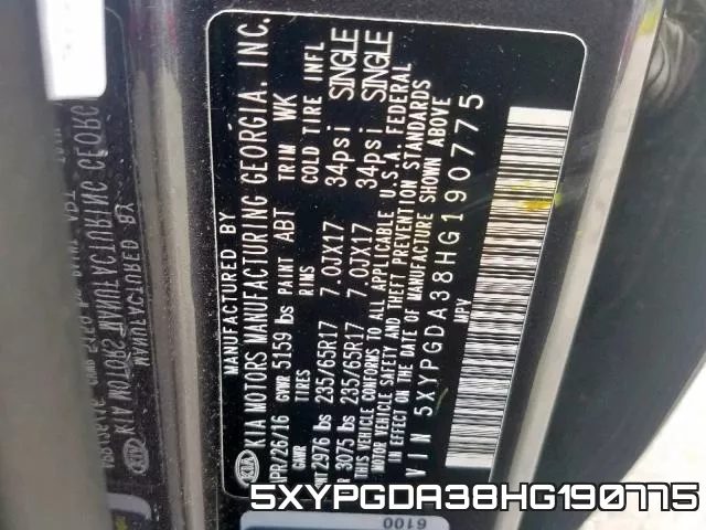 5XYPGDA38HG190775 фото 2