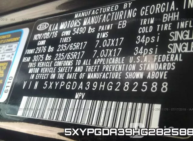 5XYPGDA39HG282588 фото 10