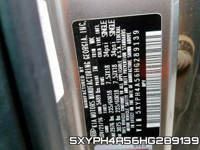 5XYPH4A56HG289139 фото 2