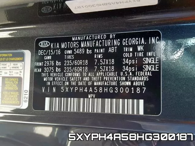 5XYPH4A58HG300187 фото 2