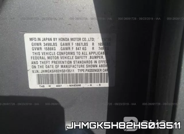 JHMGK5H82HS013511 фото 10