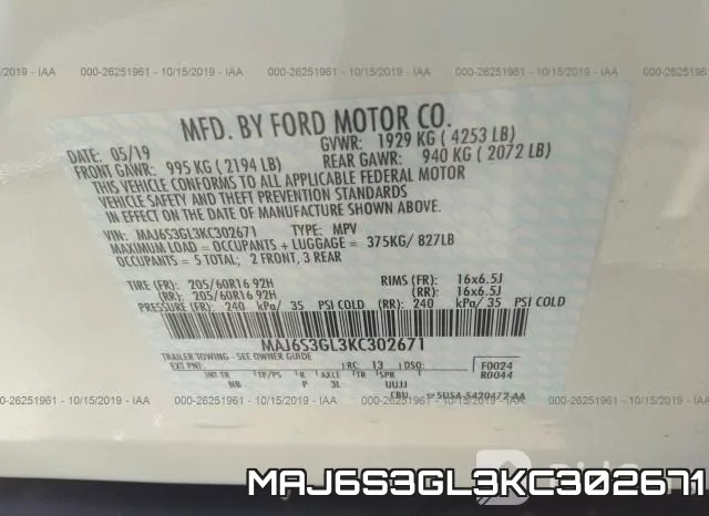 MAJ6S3GL3KC302671 фото 10