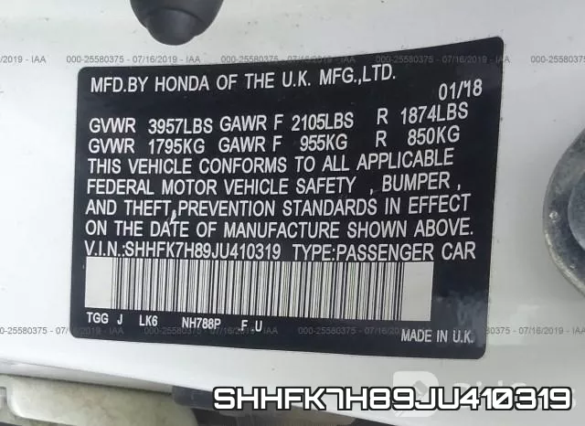 SHHFK7H89JU410319 фото 10