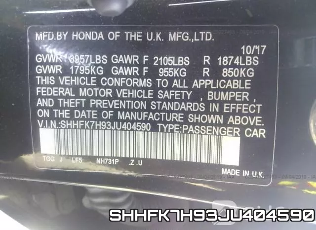 SHHFK7H93JU404590 фото 10