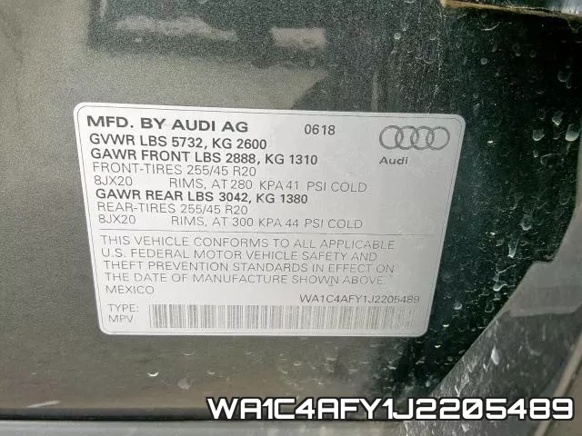 WA1C4AFY1J2205489 фото 2