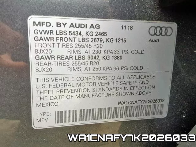 WA1CNAFY7K2026033 фото 2