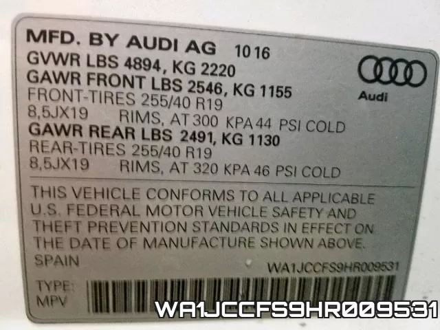 WA1JCCFS9HR009531 фото 2