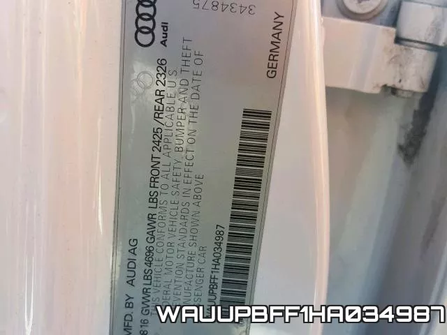 WAUUPBFF1HA034987 фото 2
