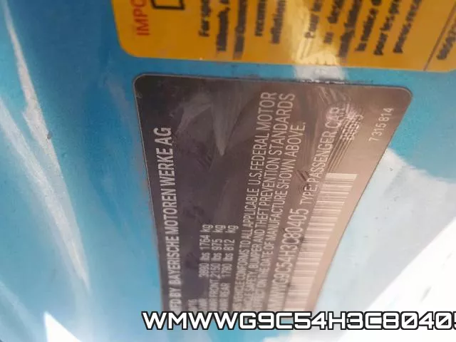 WMWWG9C54H3C80405 фото 2