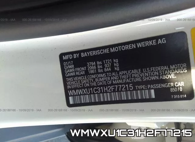 WMWXU1C31H2F77215 фото 10