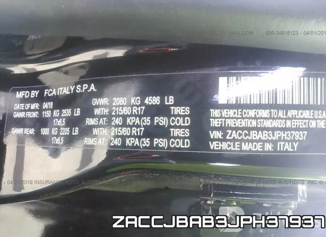 ZACCJBAB3JPH37937 фото 10