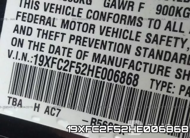 19XFC2F52HE006868 фото 10