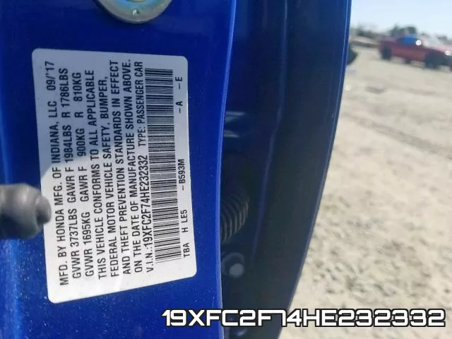 19XFC2F74HE232332 фото 2