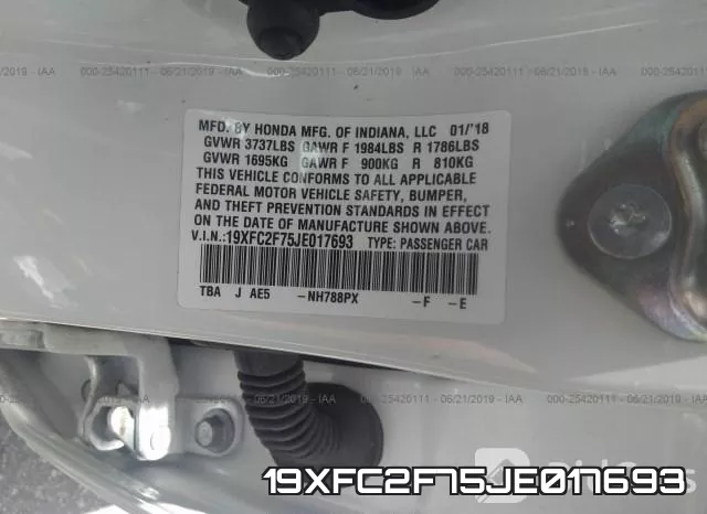 19XFC2F75JE017693 фото 10