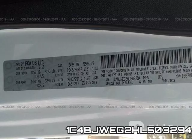 1C4BJWEG2HL503294 фото 10