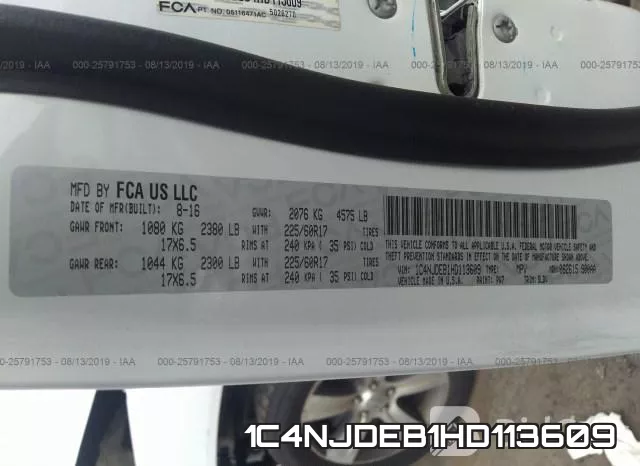 1C4NJDEB1HD113609 фото 10